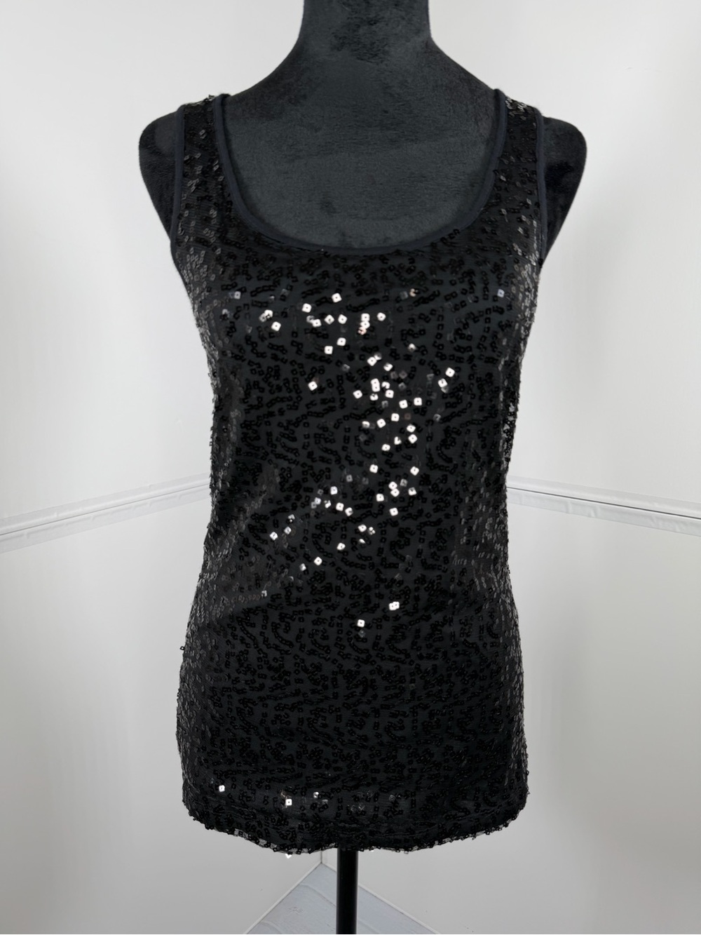 Charlotte Russe Black Sequin Tank Top Size Medium